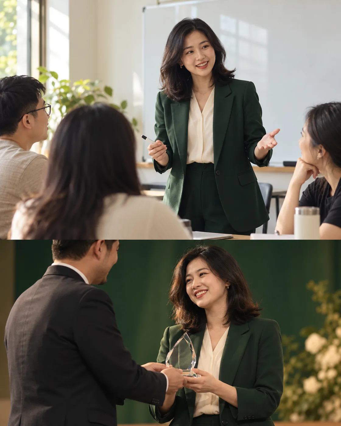 Ảnh minh họa một giáo viên nữ hướng dẫn lớp tiếng Anh